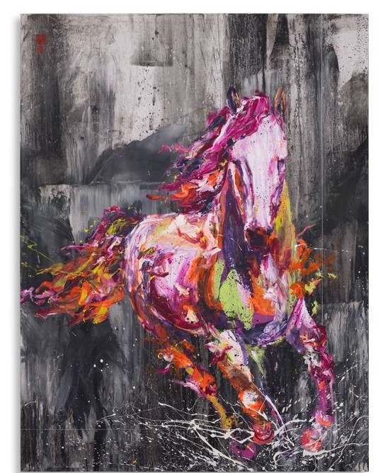 When facing challenges, not retreating is the path; When fear arises, remaining unshaken is the way. / ‘Orchid Horse and 1000 Waterfalls’ by Gabriel Wong